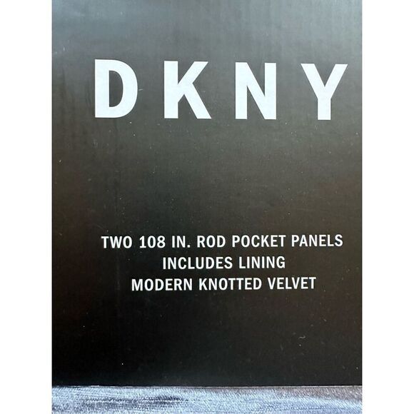 MSRP $275 DKNY Modern Knotted Velvet Panels in Charcoal 2 - 50”X 108” - Picture 4 of 5